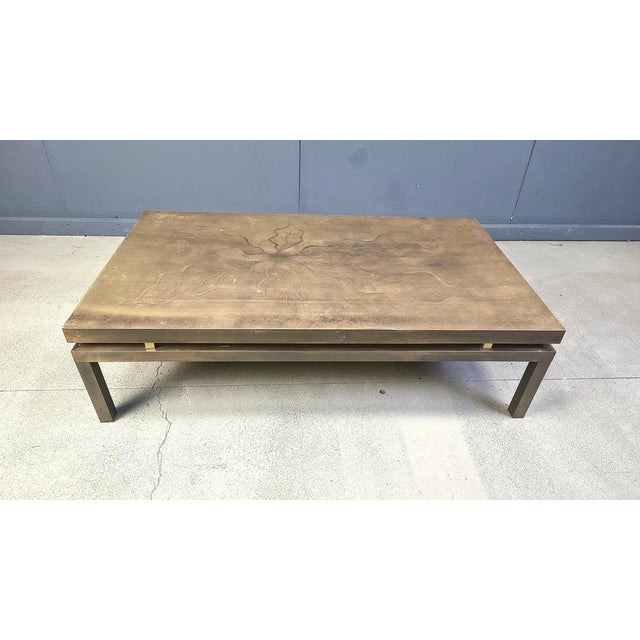 Vintage Etched Brass Coffee Table from Willy Daro, 1970s For Sale - Image 11 of 13