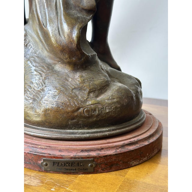 Zinc and Glass Lamp with Nymph from Julien Caussé, 1900s For Sale - Image 16 of 17