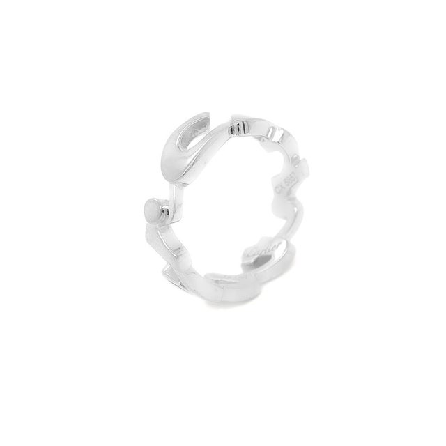 Silver Signed Cartier 18k White Gold Script Logo Band Ring For Sale - Image 8 of 12