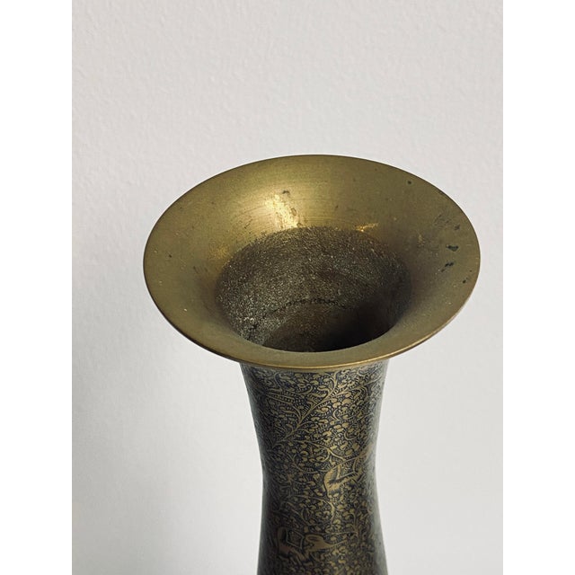 Tall Kashmiri Hand-Engraved Floor Vase For Sale - Image 10 of 10