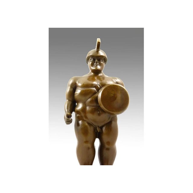 Metal Sculpture of Roman Warrior, 20th Century, Bronze For Sale - Image 7 of 8