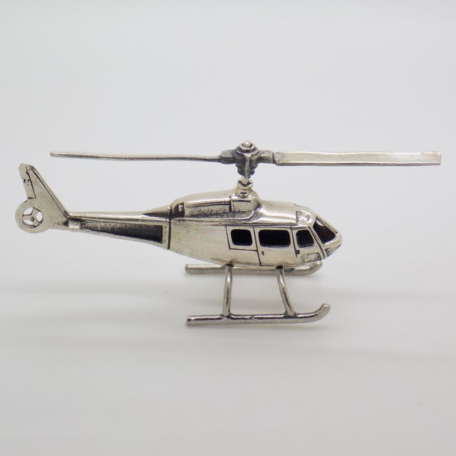 Vintage Italian Handmade Silver Helicopter Figurine from Raspini Gioielli, Tuscany, Italy, 1980s For Sale - Image 11 of 11