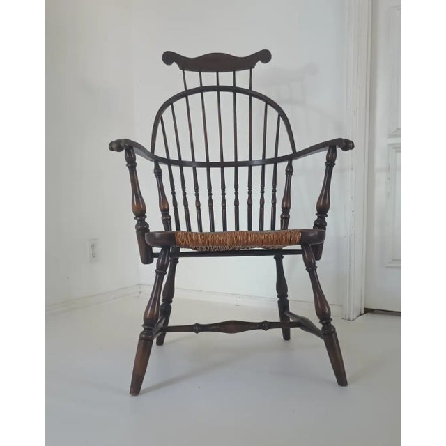 English 19th Century Comb Back and Rush Arm Chair For Sale - Image 3 of 12