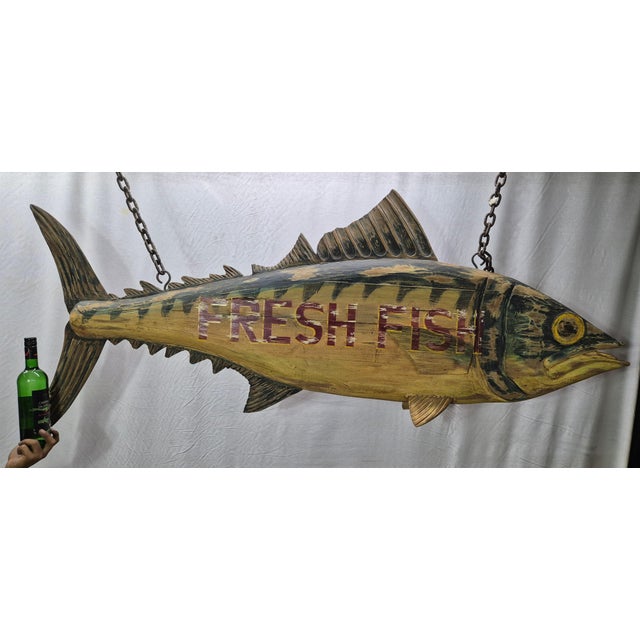 Six Foot Carved Fish Trade Sign For Sale In Boston - Image 6 of 12