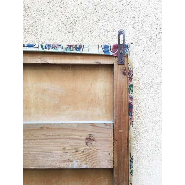 Mid-Century Floral Vinyl Coat Panel with 4 Brass Hooks, 1950s For Sale - Image 6 of 15