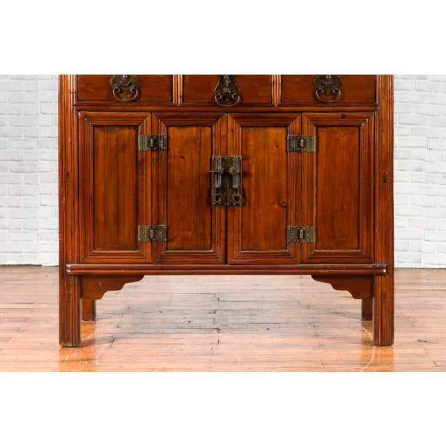 Chinese Qing Dynasty 19th Century Accordion Doors Cabinet with Three Drawers For Sale - Image 12 of 13