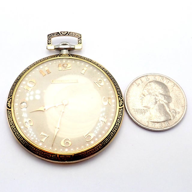 Tiffany & Co. Platinum Yellow Gold 18s Enamel Merimont Pocket Watch 1940 For Sale - Image 13 of 14