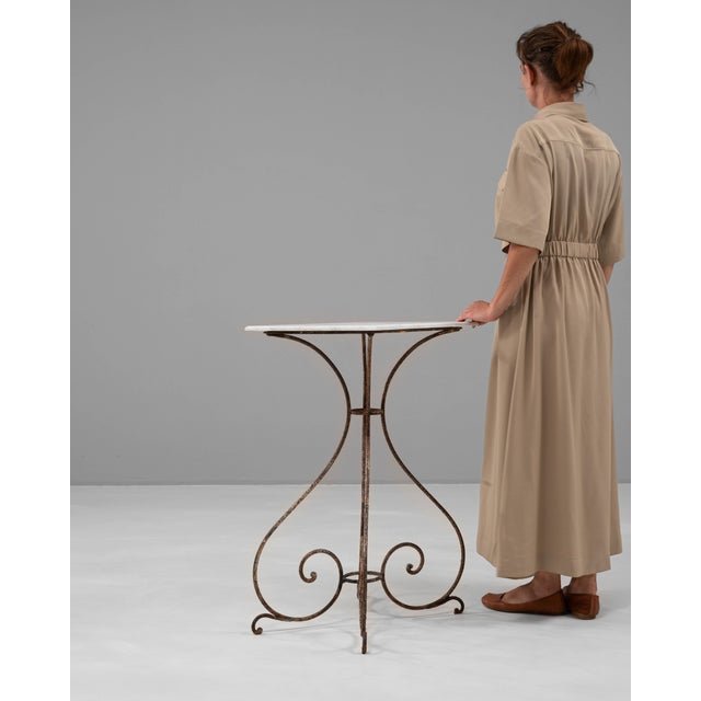 1900s French Metal Table With Marble Top For Sale In Greensboro - Image 6 of 10