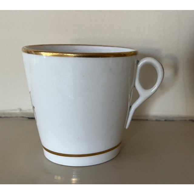Antique 18th Century English Porcelain White & Gold Monogrammed Coffee Cups or Cans - Set of Six For Sale - Image 4 of 11