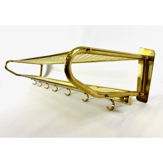 Metal Large Mid-Century Modern Brass Wall-Mounted Coat Rack, 1950s For Sale - Image 7 of 17