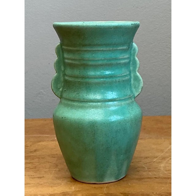 Mid 20th Century Vintage Turquoise Ceramic Pottery Vase For Sale - Image 5 of 12