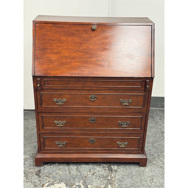 Wood Secretary Desk Chest, Vintage For Sale - Image 11 of 12