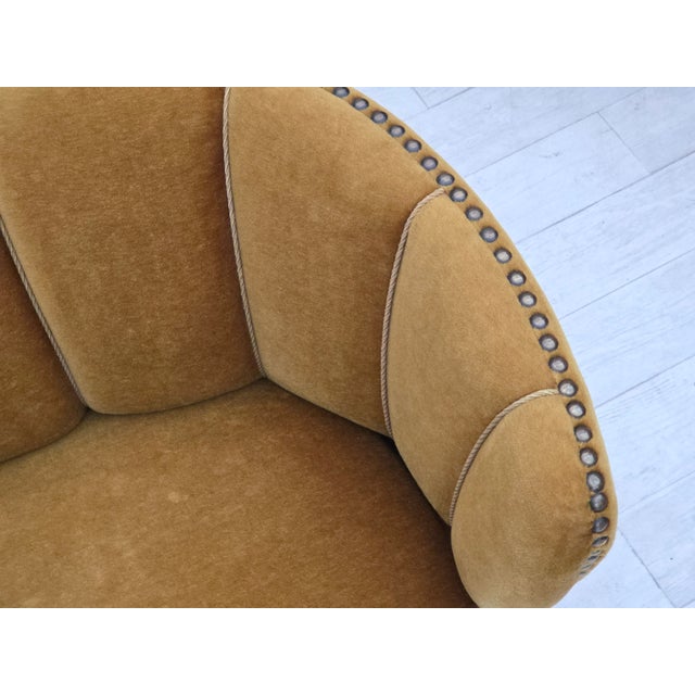 Danish 2-Seater Banan Sofa in Olive Green Furniture Velour, 1960s For Sale - Image 12 of 18