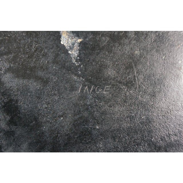 Antique Hand Painted Scaloped Floral Rose Toleware Serving Tray For Sale - Image 6 of 12