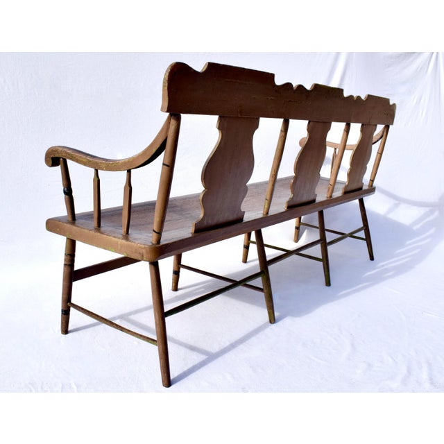 Mid-19th Century American Folk Art Hand Painted Bench, Poplar & Pine For Sale In Philadelphia - Image 6 of 12
