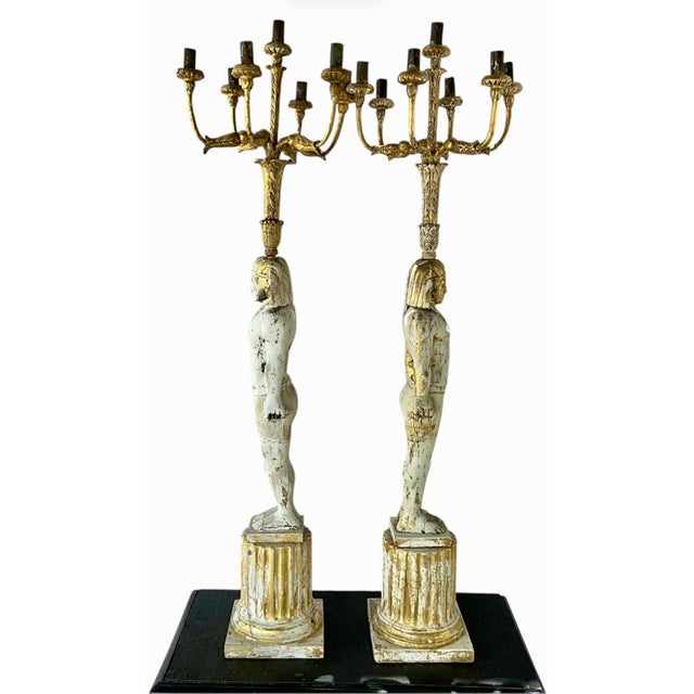 Monumental Egyptian Revival Giltwood Torchères, 19th Century, France For Sale - Image 11 of 14