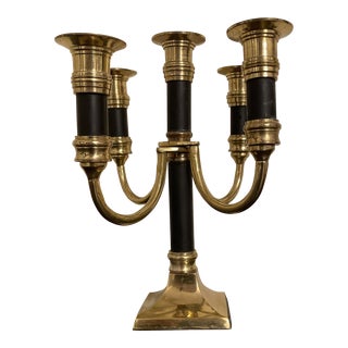 Vintage Black and Brass Candelabra For Sale