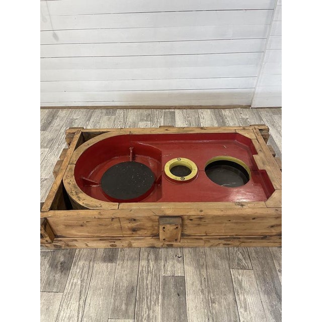 Industrial Vintage Industrial Coffee Table in Wooden Molds from Locomotive Factory, 1950s For Sale - Image 3 of 18