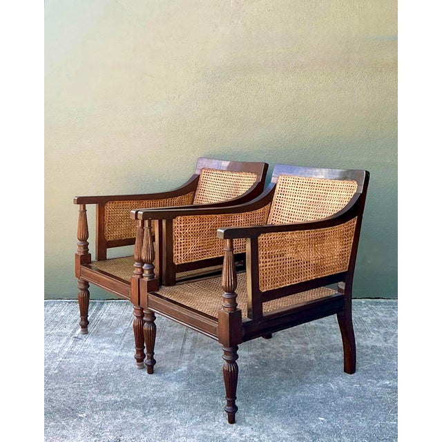 Vintage Carved Wood and Cane Chairs - Pair For Sale - Image 11 of 12