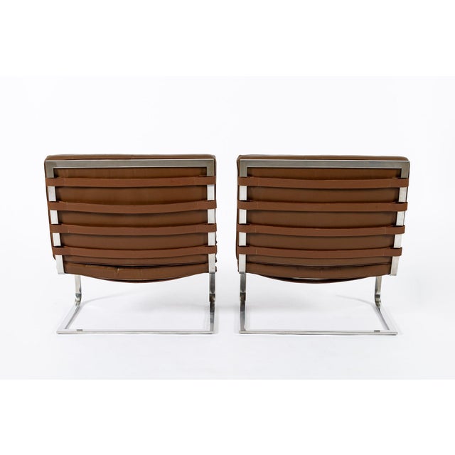 1960s 1960s Pair Vintage Brown Tugendhat Lounge Chairs by Mies Van Der Rohe for Knoll For Sale - Image 5 of 17
