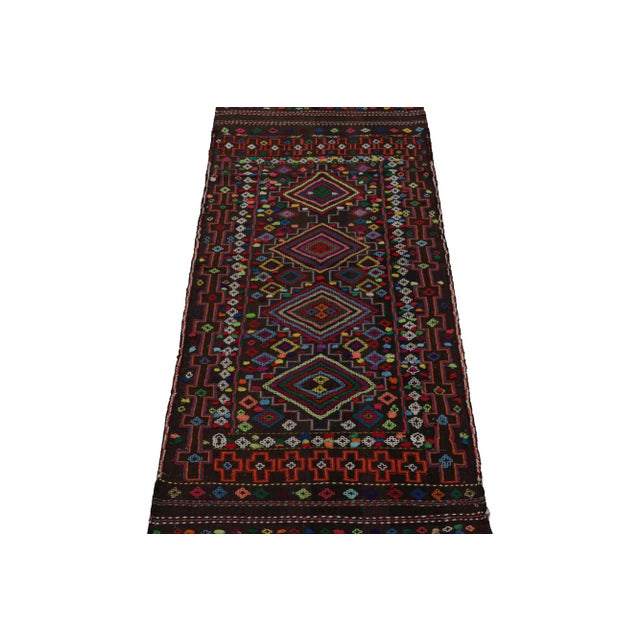 Tribal Vintage Afghan Tribal Kilim in Brown With Geometric Patterns, From Rug & Kilim For Sale - Image 3 of 7