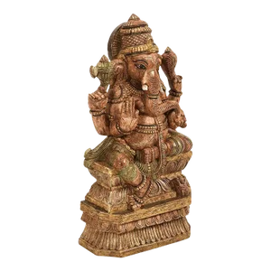 1990s Traditional Carved Tall Wooden Ganesha Statue