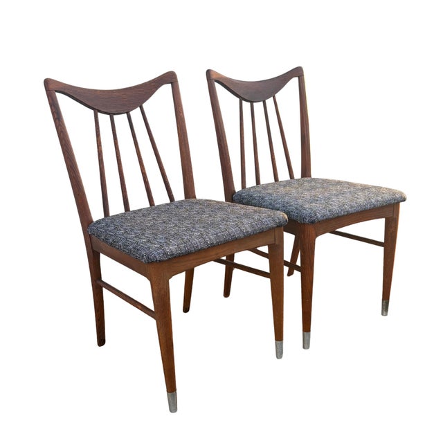 Mid-Century Modern 1960s Attributed Keller “Valkerie Ii” Oak Dining Chairs, Pair For Sale - Image 3 of 9