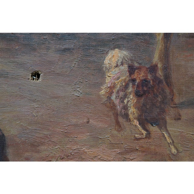 Antique Olaf Petersen Norwegian Horseback Landscape Oil Painting on Canvas For Sale - Image 6 of 11