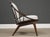 A mid century modern walnut hoop chair designed by Ib Kofod Larsen for Selig newly reupholstered in off white tweed...