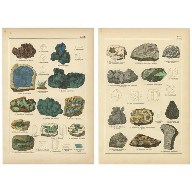 Blue Kenngott, Mineralogy Chromolithographs, Azurite, Malachite, Meteorites, 1888, Paper For Sale - Image 8 of 9