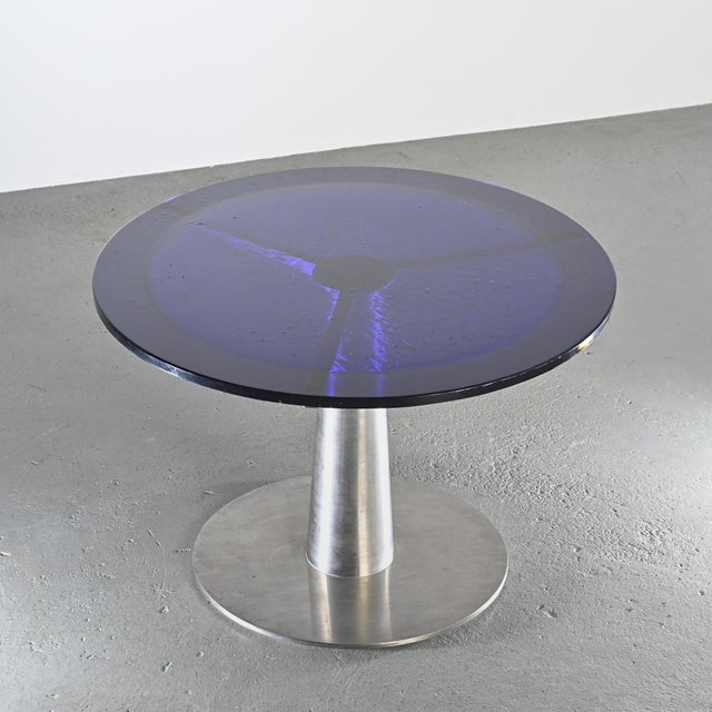 Postmodern Glass and Steel Dining Table by Perrin & Perrin, 1990 For Sale - Image 3 of 11