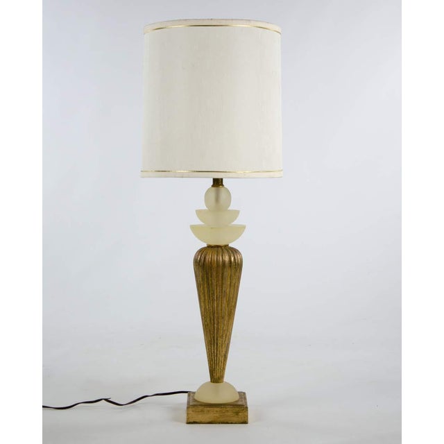 MidCentury Modern Frosted Lucite and Gold Tone Table Lamp Chairish