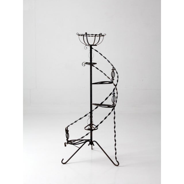 Mid-Century Wrought Iron Tiered Plant Stand For Sale - Image 13 of 16