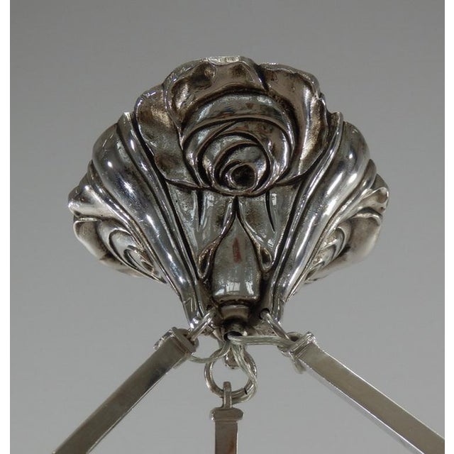 Metal French Art Deco Pendant Light by Degue 1930 France For Sale - Image 7 of 9