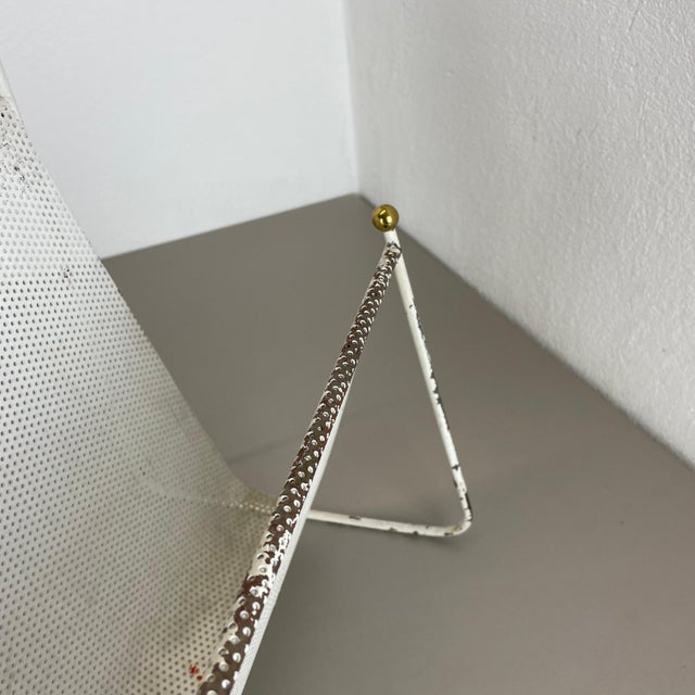 White Metal Hole Pattern Magazine Holder in the style of Carl Auböck, France, 1950s For Sale - Image 13 of 18