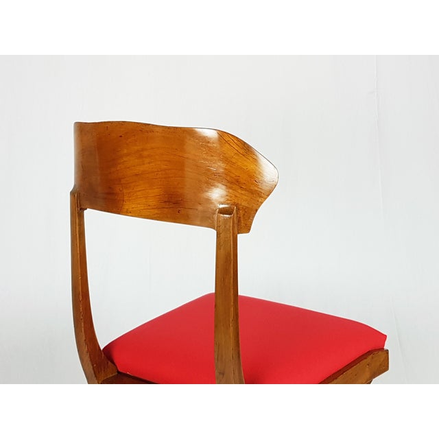 Mid-Century Modern Wood and Red Fabric Side Chairs from Fratelli Barni Mobili Darte, 1950s, Set of 2 For Sale - Image 6 of 14