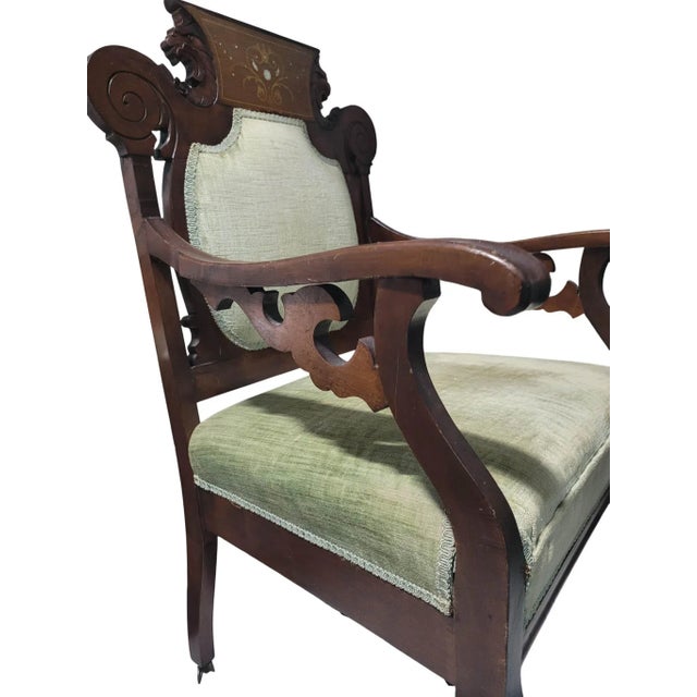 Antique Victorian Renaissance Revival Parlor Armchair, C. 1880 For Sale - Image 9 of 16