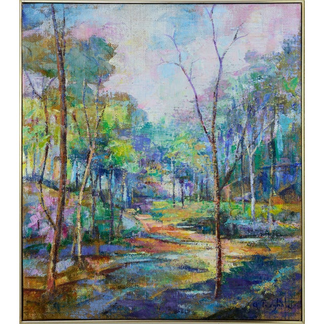 Blue Alfonso Pragliola, Riflessi Rosati Abstract Landscape, Mixed Media on Canvas, 2019 For Sale - Image 8 of 8