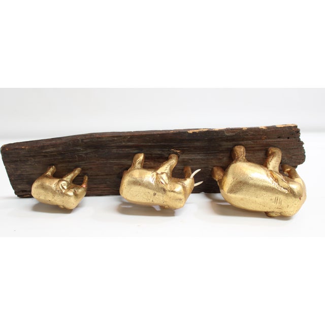 Gold Elephant Family Golden Wisdom & Prosperity Totem For Sale - Image 8 of 12