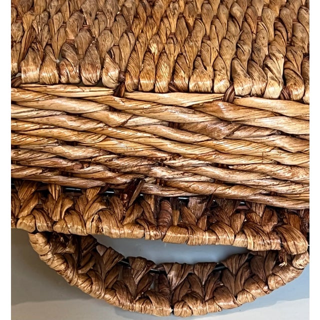 Vintage Straw Basket With Handles Tray For Sale - Image 4 of 6