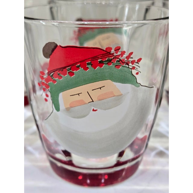 Late 20th Century Vintage Traditional Vietri Old St. Nick Hand-Painted Double Old Fashioned Glasses – Set of 8 For Sale - Image 5 of 8