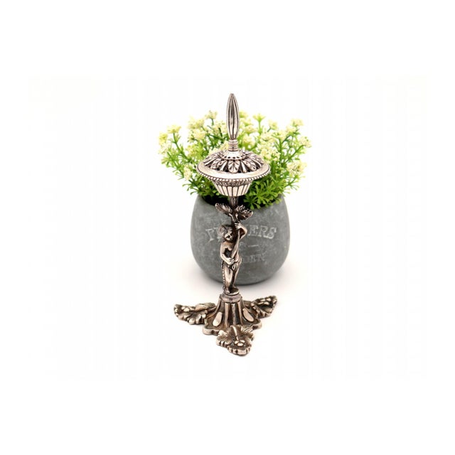 Metal Silver Toothpick Holder with Floral Reliefs For Sale - Image 7 of 7