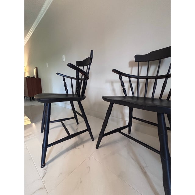 Nichols & Stone 1930s Nichols & Stone Co Comb Back Arm Chairs (Two) For Sale - Image 4 of 10