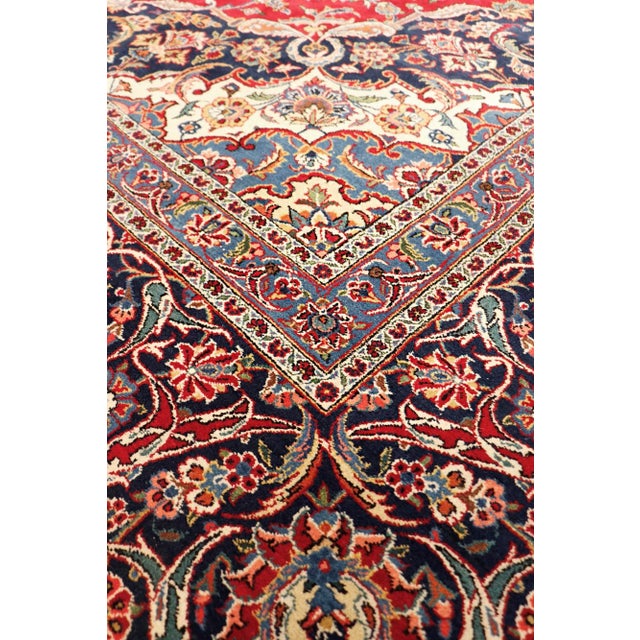 Rustic Pasargad Home Antique Kashan Wool Area Rug-10' 5" X 14' 0" , Red For Sale - Image 3 of 7