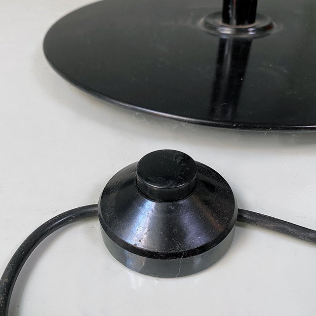 Italian Postmodern Black Metal Floor Lamp with White Metal Lampshade, 1980s For Sale - Image 11 of 14