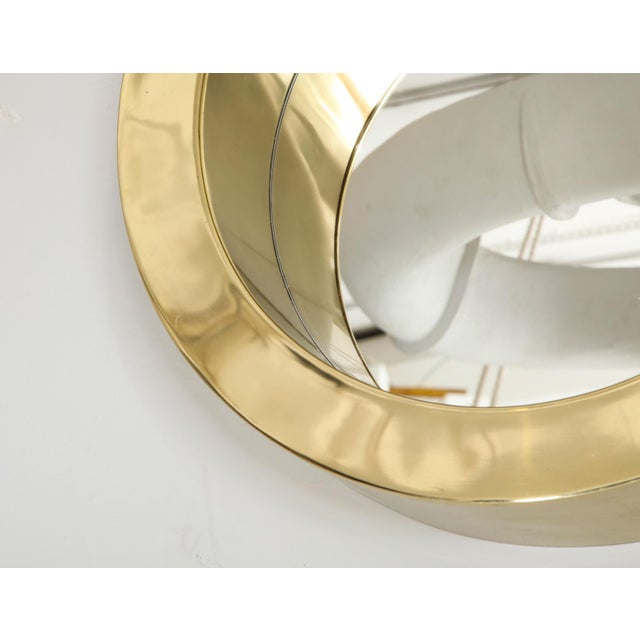 1990s Brass Modernist Circular Mirror For Sale - Image 5 of 7