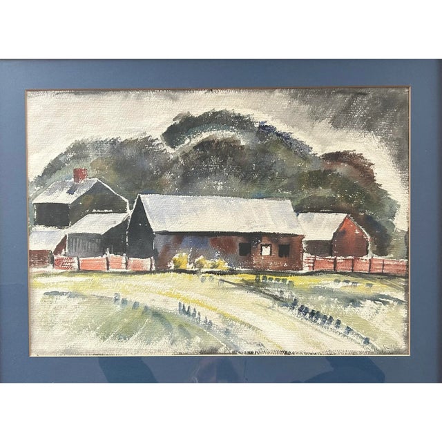 Impressionist Vintage Impressionist Watercolor of Bucks County Pennsylvania Barn For Sale - Image 3 of 7