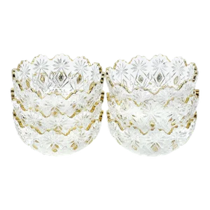 Mid-Century Modern Glamorous Cut Crystal German Bowls With Gold Detailing - 6 Pieces