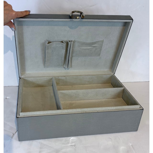 Interlude Home Interlude Home Modern Silver Faux Snake Skin Jewelry Box For Sale - Image 4 of 7