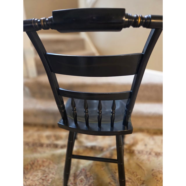 English Late 20th Century L. Hitchcock Black Harvest Inn Side Chair For Sale - Image 3 of 10